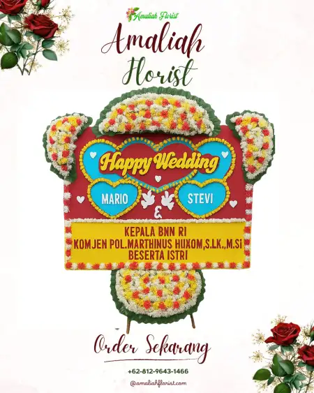 Papan Bunga Pernikahan Pacar Keling